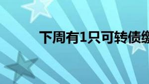 下周有1只可转债缴款（7月15日