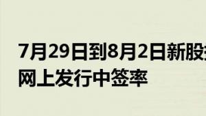 7月29日到8月2日新股提示：1只新股将公布网上发行中签率