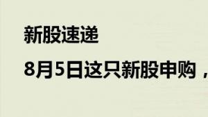 新股速递|8月5日这只新股申购，发行量达8634万