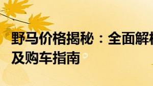 野马价格揭秘：全面解析野马车型的价格区间及购车指南