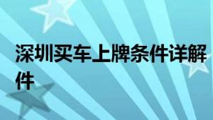 深圳买车上牌条件详解：流程、资格及必要文件